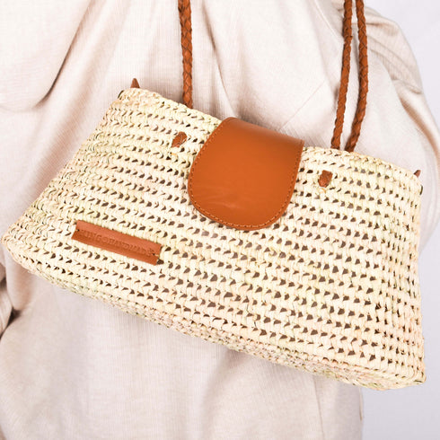 French Basket Straw Tote Bag | Boho Chic Handbag for Women